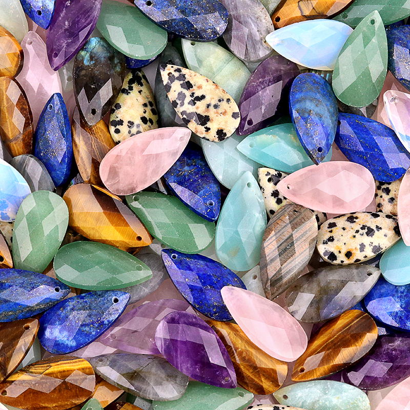 13X25MM Facted Teardrop Gemstone Pendant for DIY Making Jewelry
