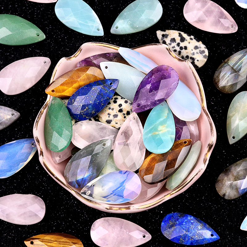 13X25MM Facted Teardrop Gemstone Pendant for DIY Making Jewelry