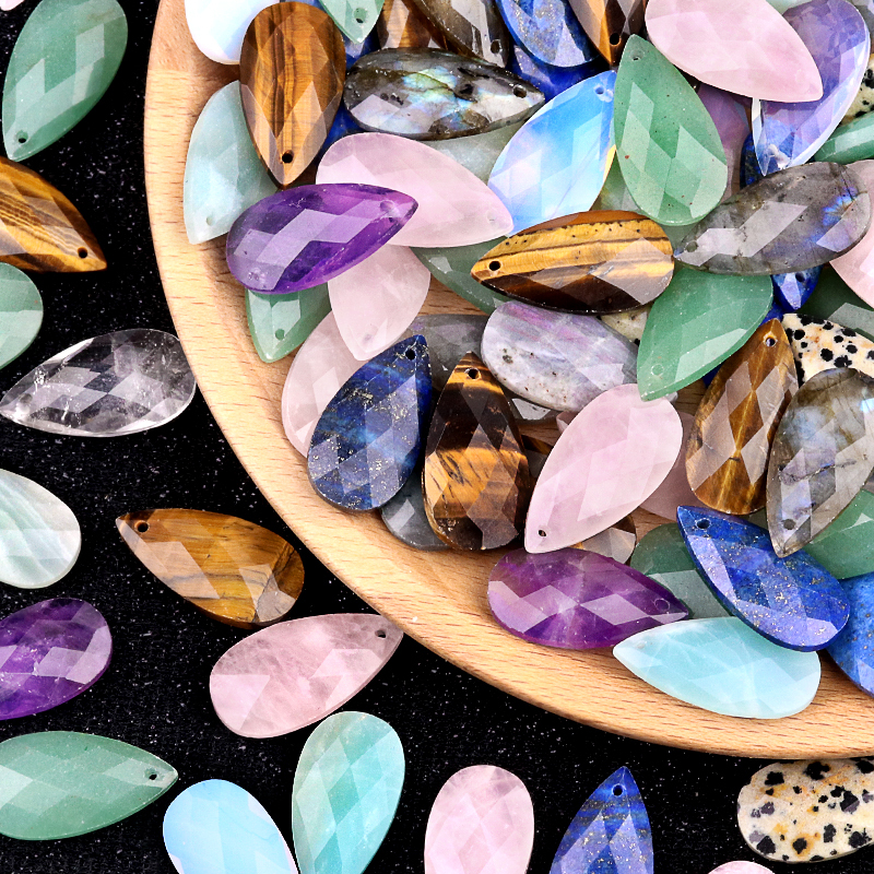 13X25MM Facted Teardrop Gemstone Pendant for DIY Making Jewelry