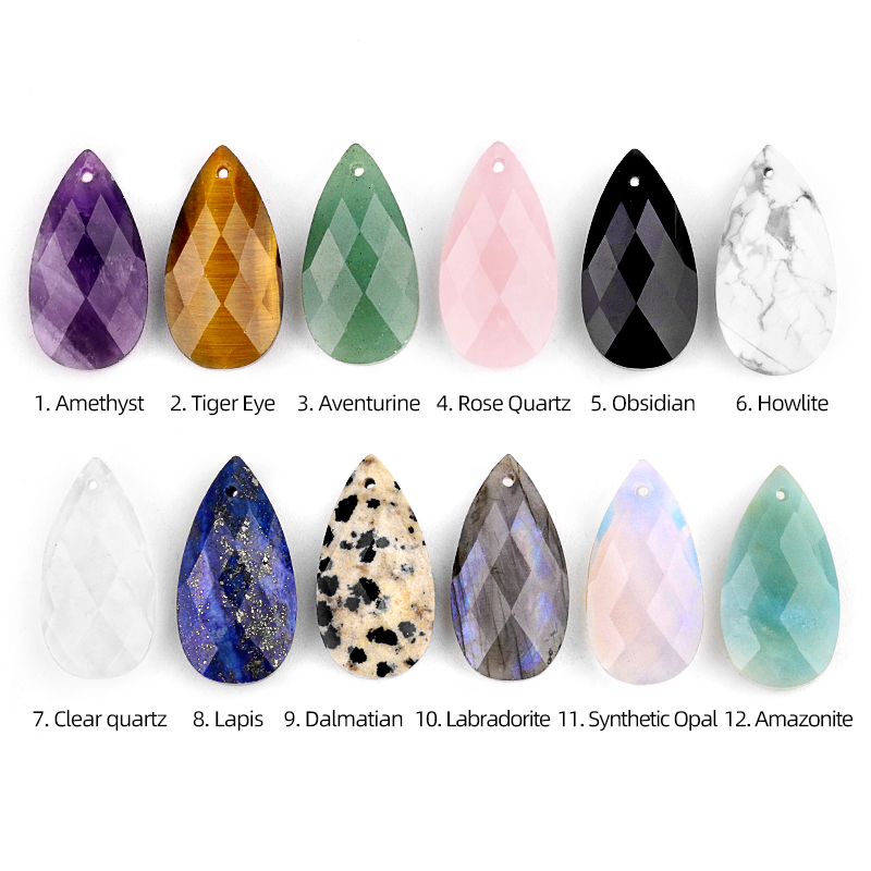13X25MM Facted Teardrop Gemstone Pendant for DIY Making Jewelry
