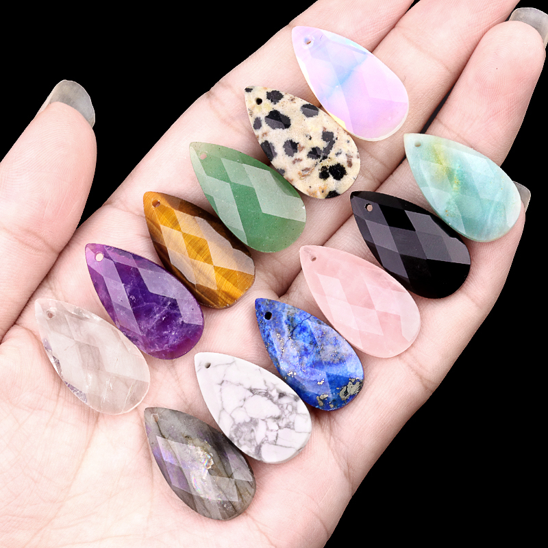 13X25MM Facted Teardrop Gemstone Pendant for DIY Making Jewelry