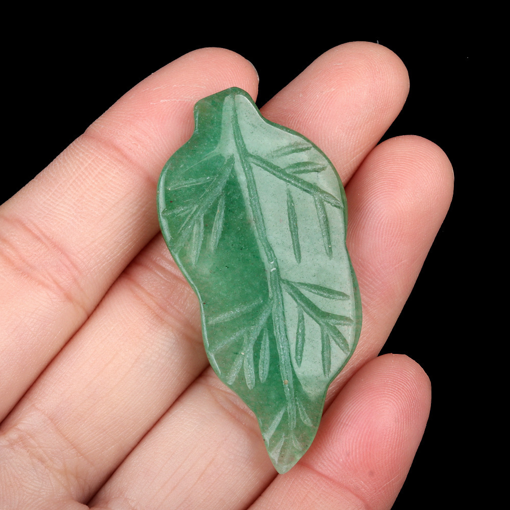 Handmade Craved Gemstone Leaf for Home Decor (Approx 23X47MM)