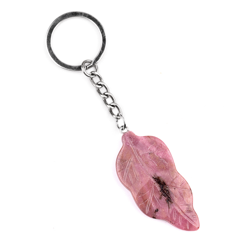 Handmade Craved Gemstone Leaf  Pendant  (Approx 23X47MM) Keychain
