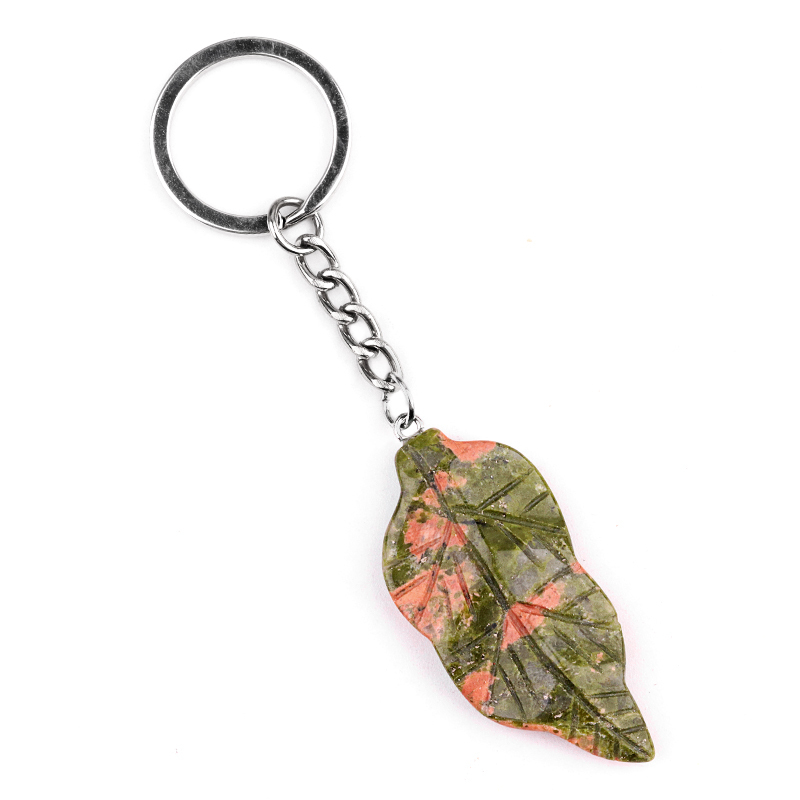 Handmade Craved Gemstone Leaf  Pendant  (Approx 23X47MM) Keychain