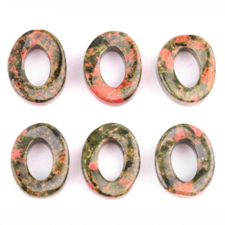 18x23mm Twist QQ Circle &  Hollow Oval Stone Beads Pendant