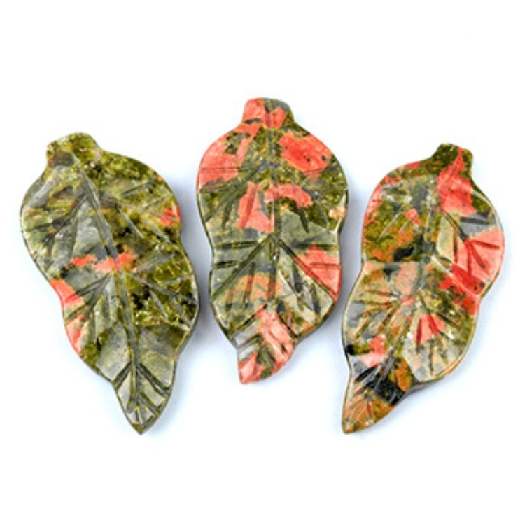Handmade Craved Gemstone Leaf for Home Decor (Approx 23X47MM)