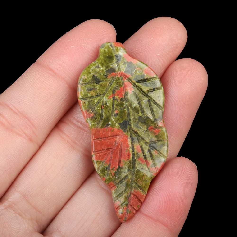 Handmade Craved Gemstone Leaf for Home Decor (Approx 23X47MM)