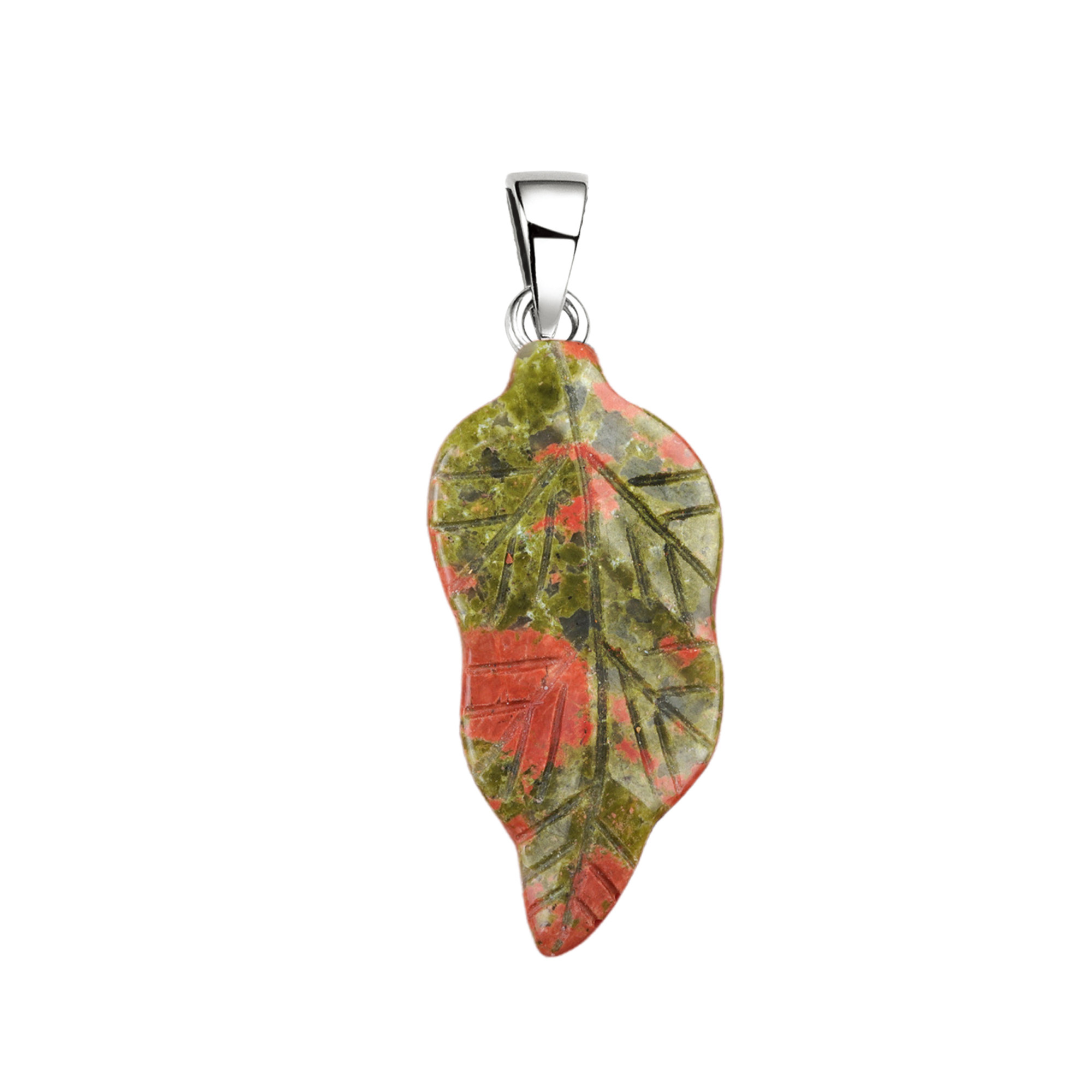 Handmade Craved Gemstone Leaf  Pendant for Making Jewelry  (Approx 23X47MM)