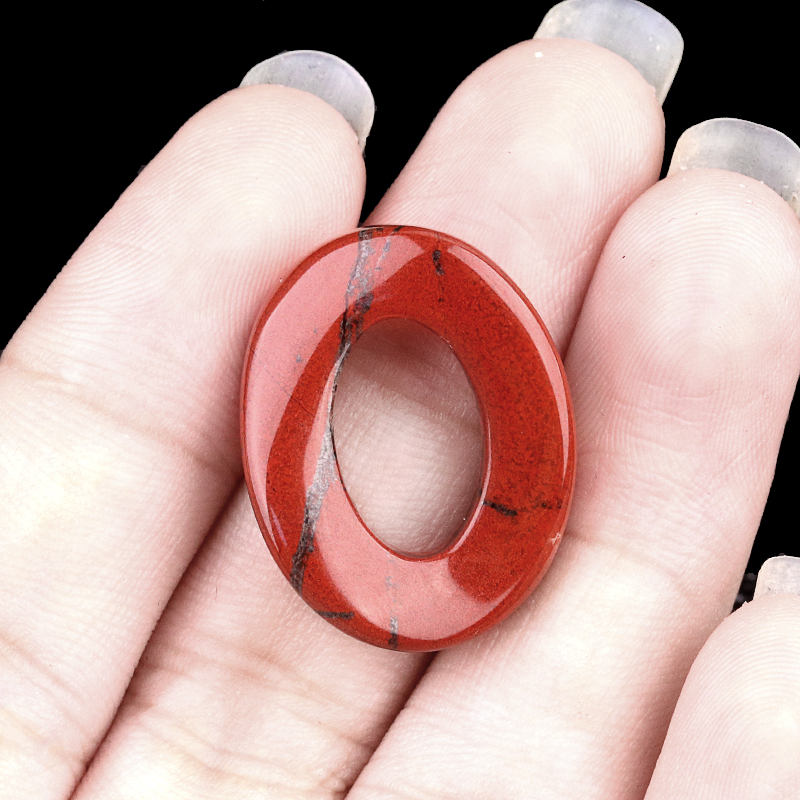 18x23mm Twist QQ Circle &  Hollow Oval Stone Beads Pendant