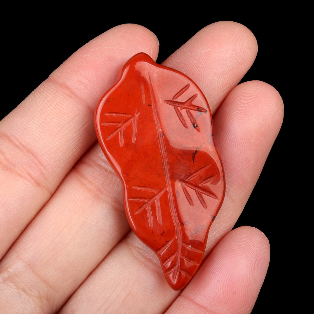 Handmade Craved Gemstone Leaf for Home Decor (Approx 23X47MM)