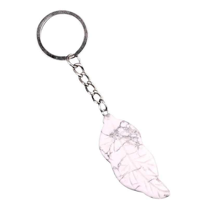 Handmade Craved Gemstone Leaf  Pendant  (Approx 23X47MM) Keychain