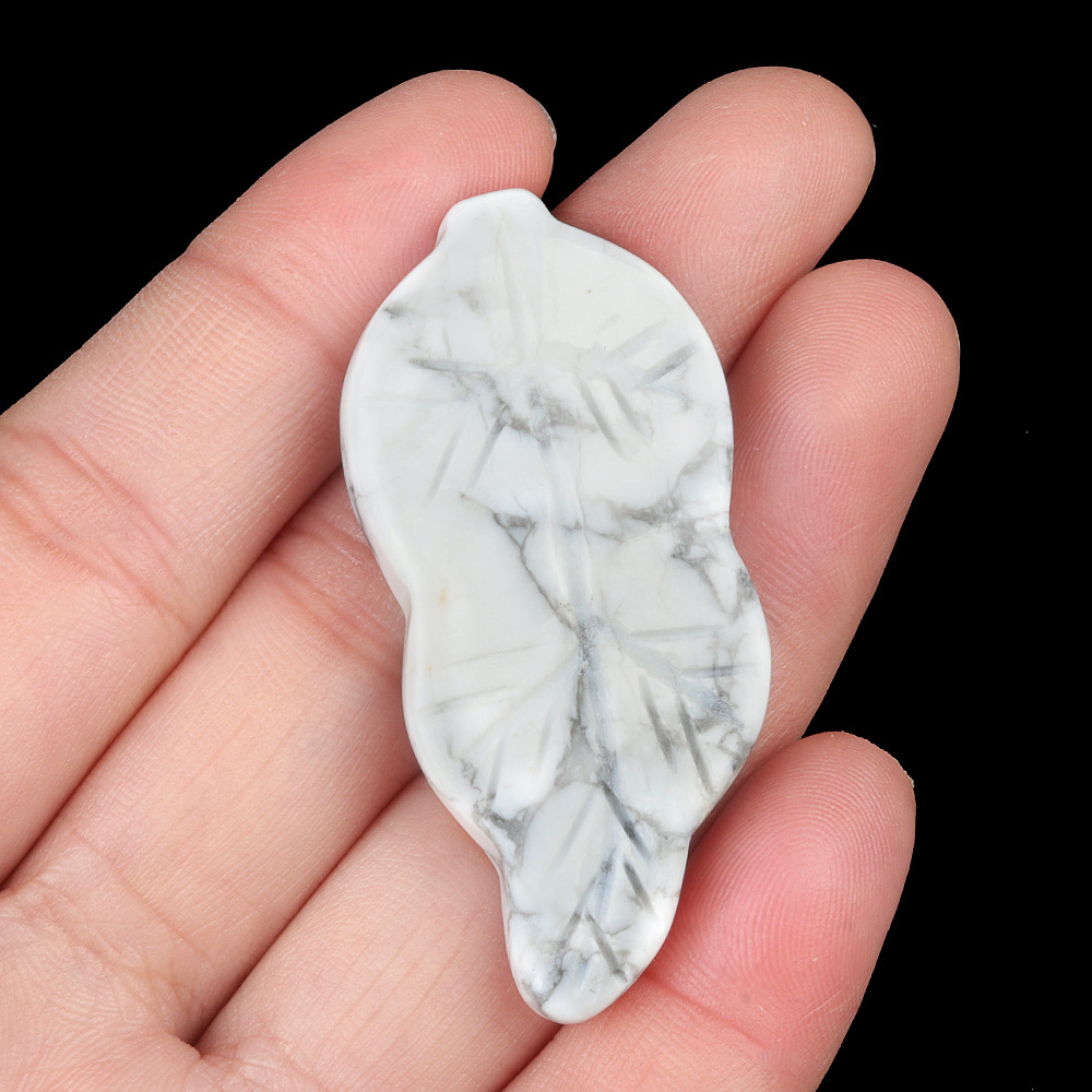 Handmade Craved Gemstone Leaf for Home Decor (Approx 23X47MM)
