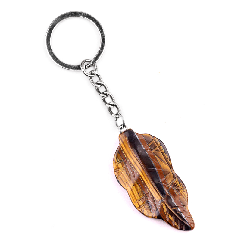 Handmade Craved Gemstone Leaf  Pendant  (Approx 23X47MM) Keychain