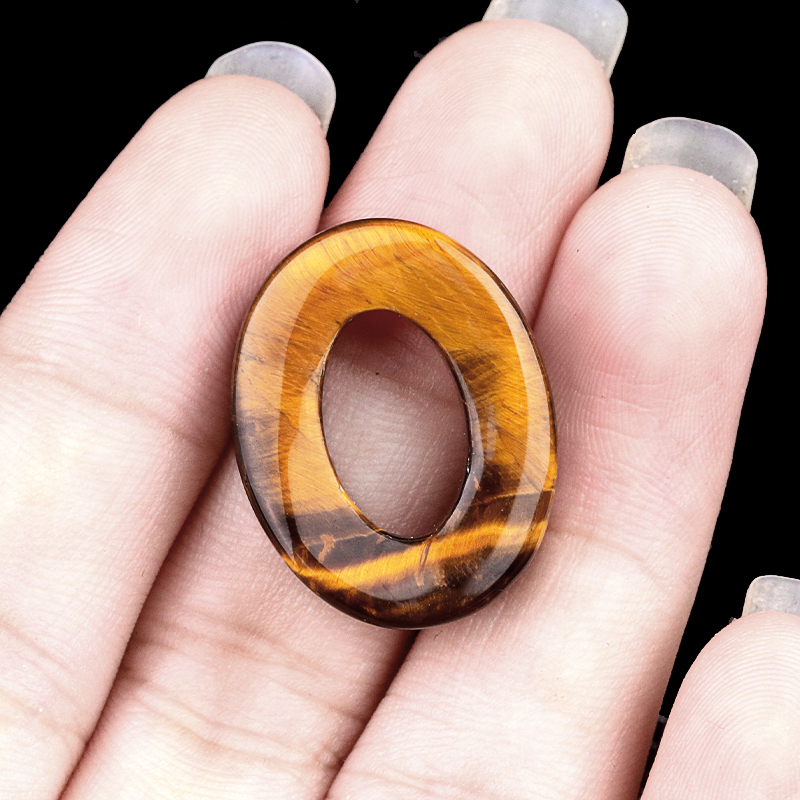 18x23mm Twist QQ Circle &  Hollow Oval Stone Beads Pendant