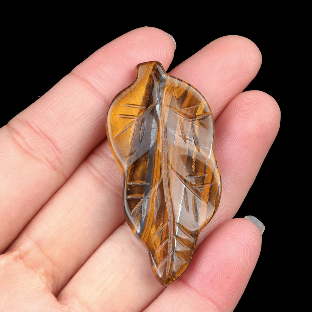 Handmade Craved Gemstone Leaf for Home Decor (Approx 23X47MM)