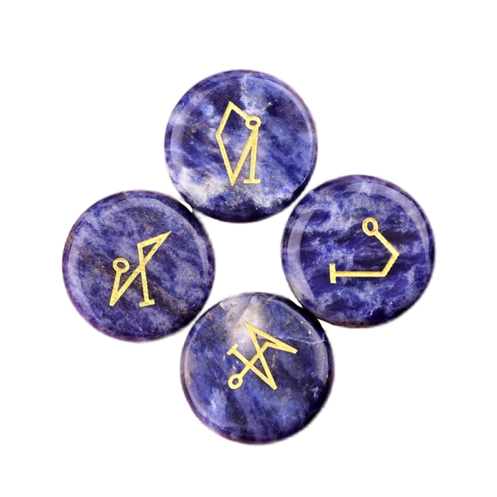 25MM Stone Disc Ornament 4PCS Handmade Craved Angle Spiritual Symbols