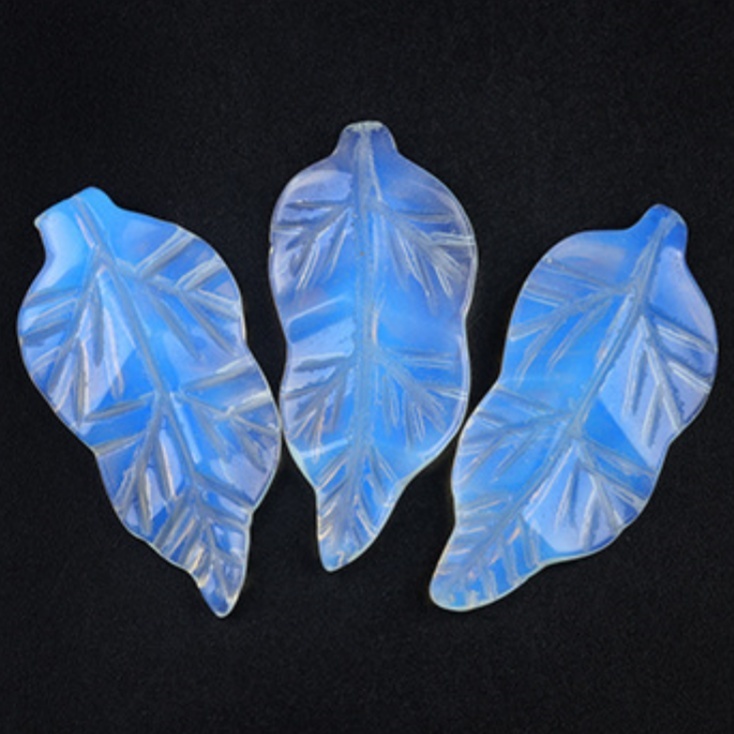 Handmade Craved Gemstone Leaf for Home Decor (Approx 23X47MM)
