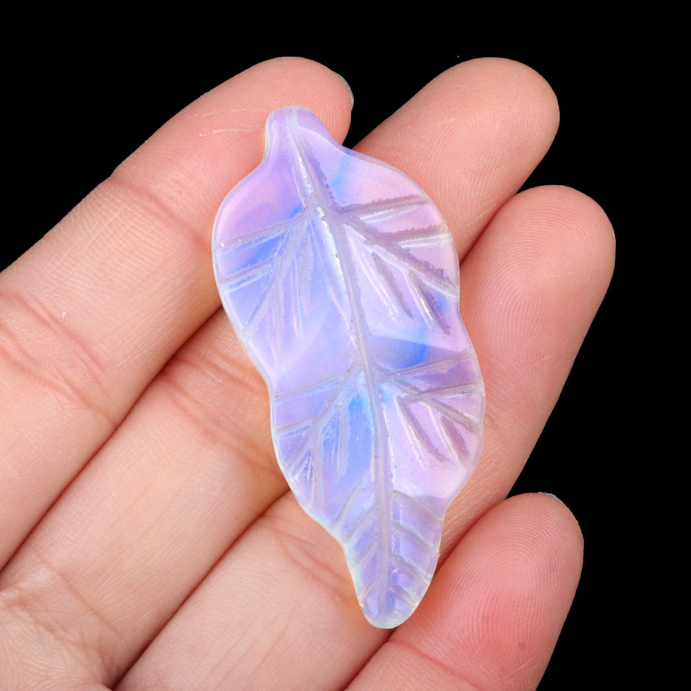 Handmade Craved Gemstone Leaf for Home Decor (Approx 23X47MM)