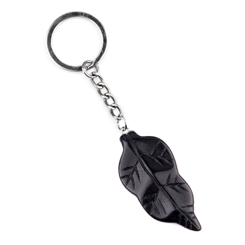 Handmade Craved Gemstone Leaf  Pendant  (Approx 23X47MM) Keychain