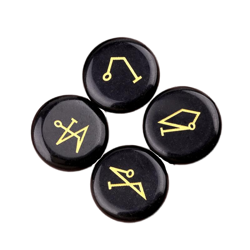 25MM Stone Disc Ornament 4PCS Handmade Craved Angle Spiritual Symbols