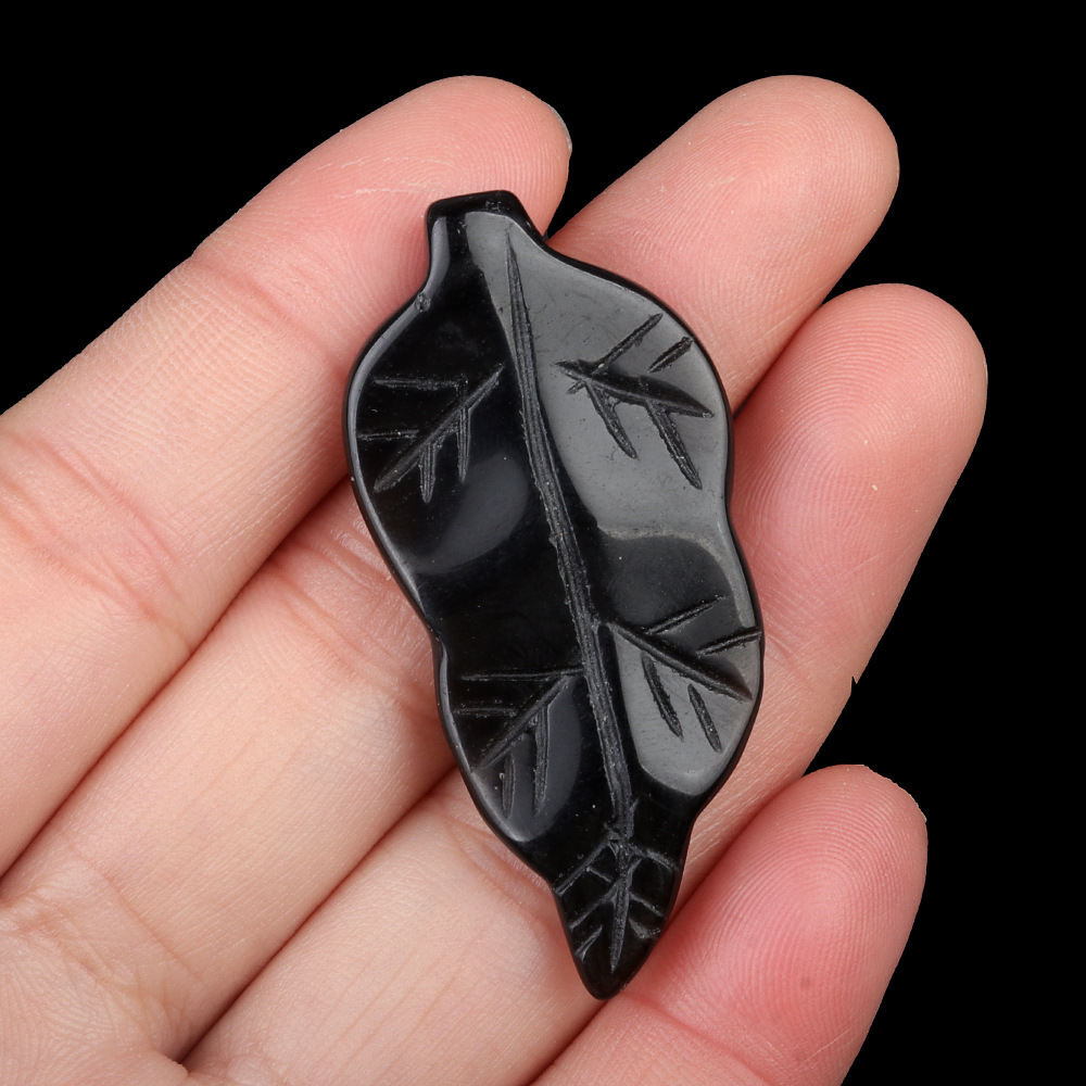 Handmade Craved Gemstone Leaf for Home Decor (Approx 23X47MM)
