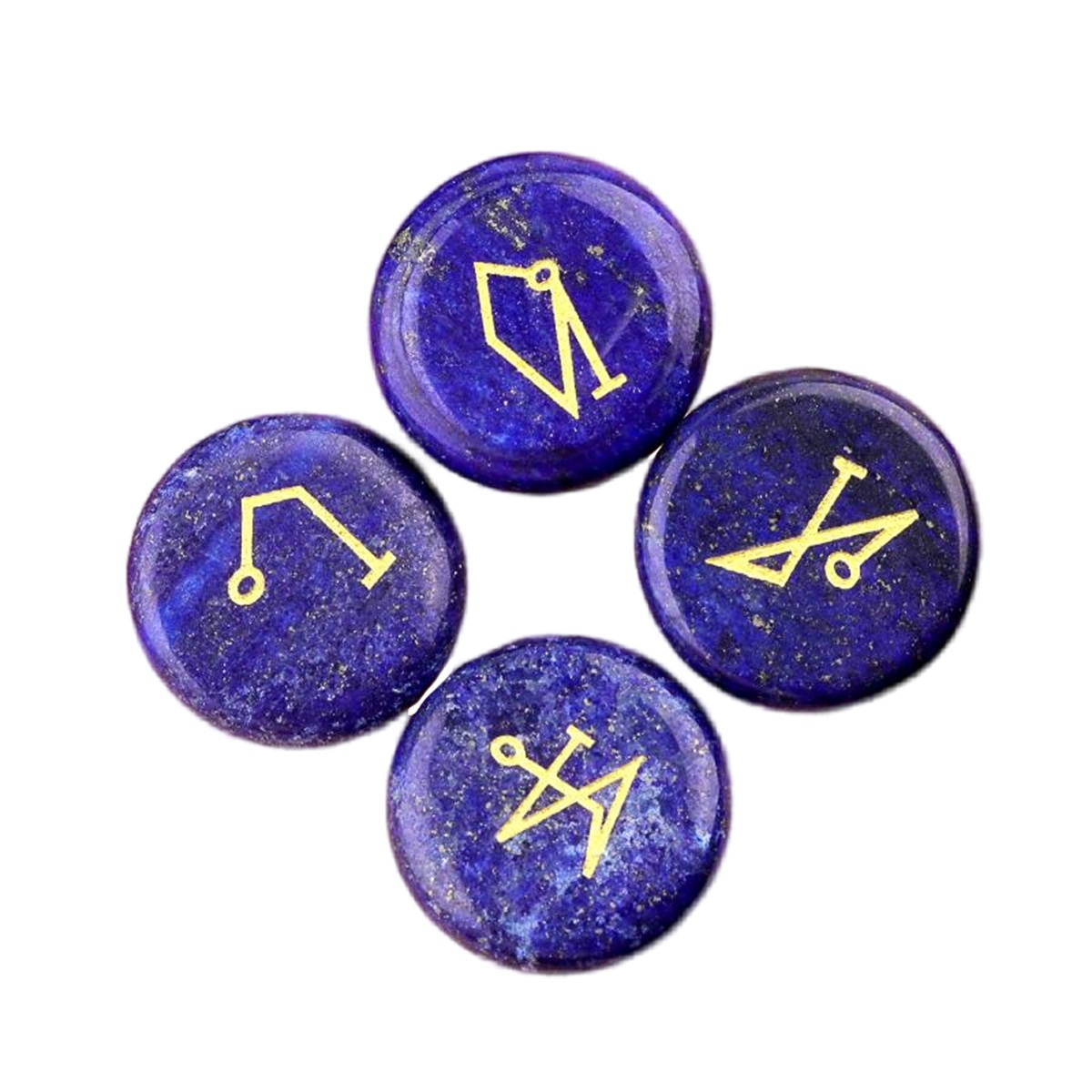 25MM Stone Disc Ornament 4PCS Handmade Craved Angle Spiritual Symbols