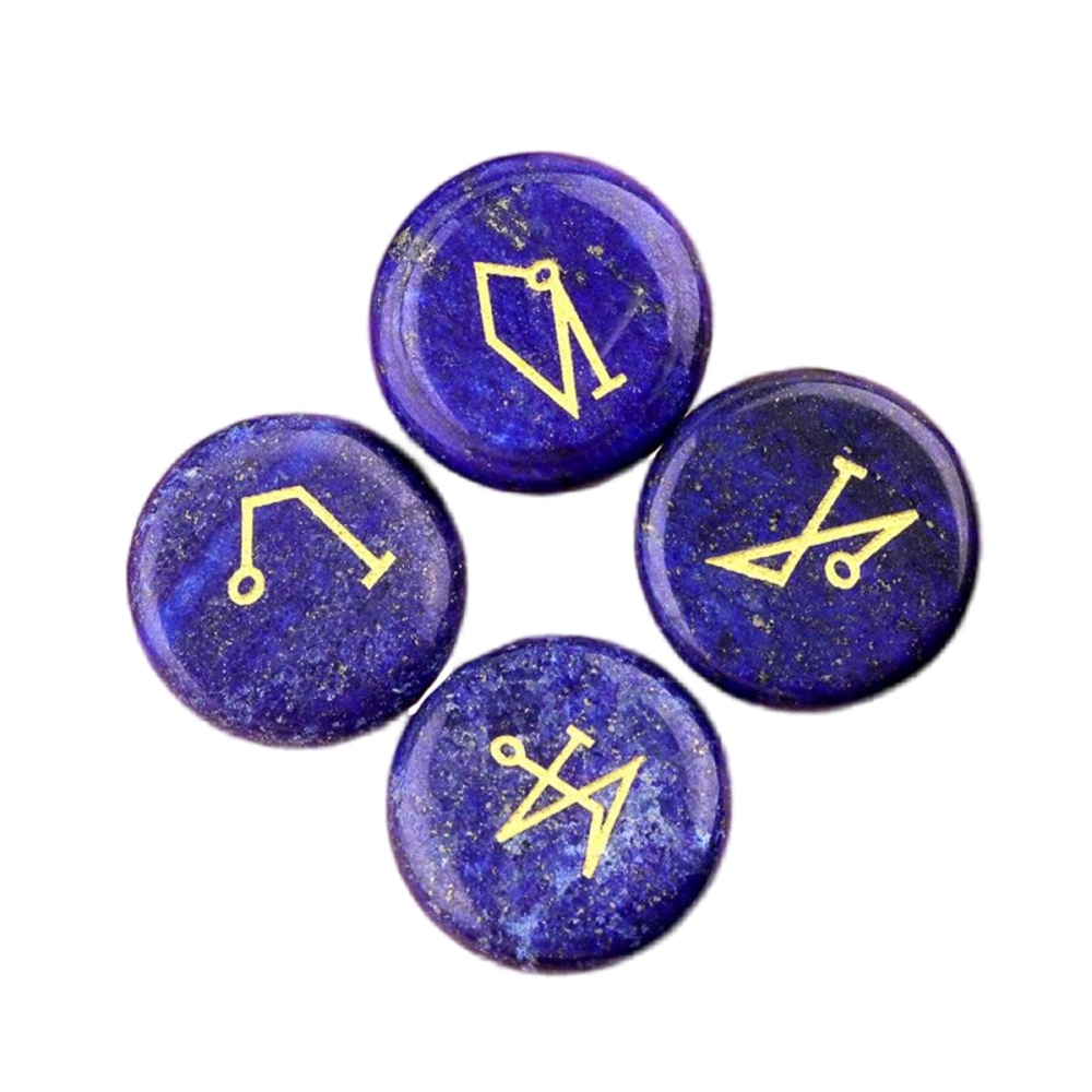 25MM Stone Disc Ornament 4PCS Handmade Craved Angle Spiritual Symbols