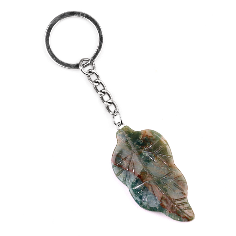 Handmade Craved Gemstone Leaf  Pendant  (Approx 23X47MM) Keychain