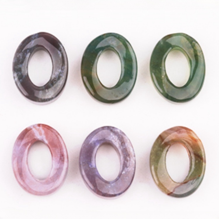 18x23mm Twist QQ Circle &  Hollow Oval Stone Beads Pendant