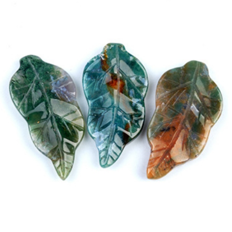 Handmade Craved Gemstone Leaf for Home Decor (Approx 23X47MM)