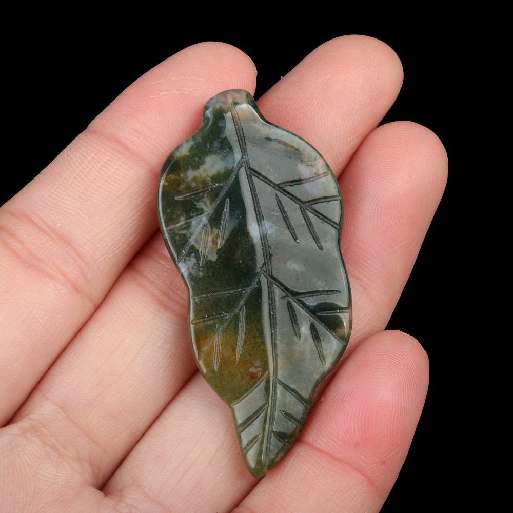 Handmade Craved Gemstone Leaf for Home Decor (Approx 23X47MM)