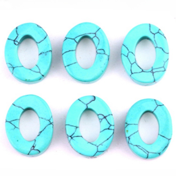 18x23mm Twist QQ Circle &  Hollow Oval Stone Beads Pendant