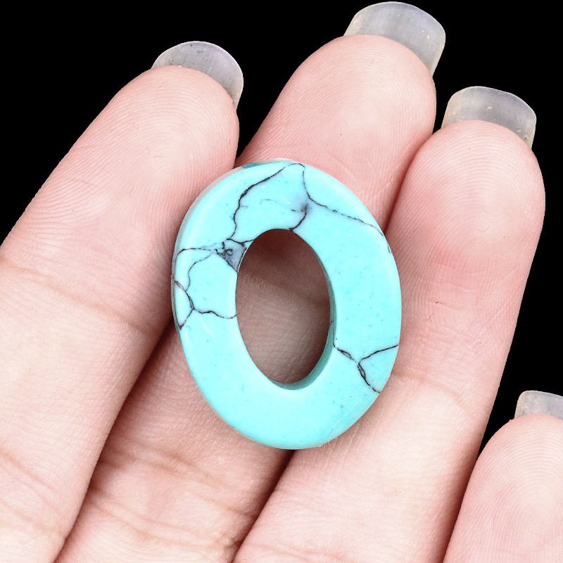 18x23mm Twist QQ Circle &  Hollow Oval Stone Beads Pendant