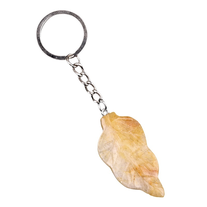 Handmade Craved Gemstone Leaf  Pendant  (Approx 23X47MM) Keychain