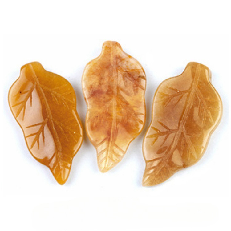 Handmade Craved Gemstone Leaf for Home Decor (Approx 23X47MM)