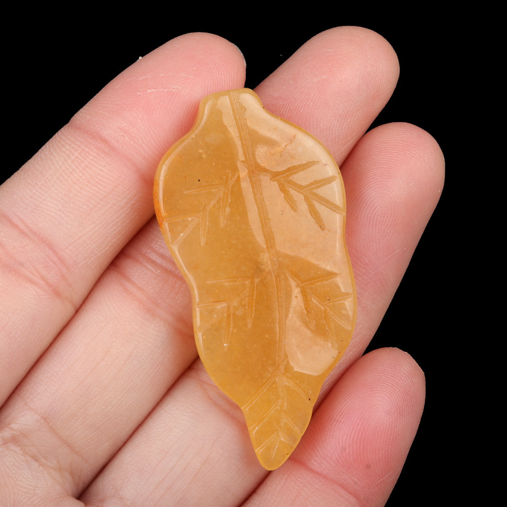 Handmade Craved Gemstone Leaf for Home Decor (Approx 23X47MM)