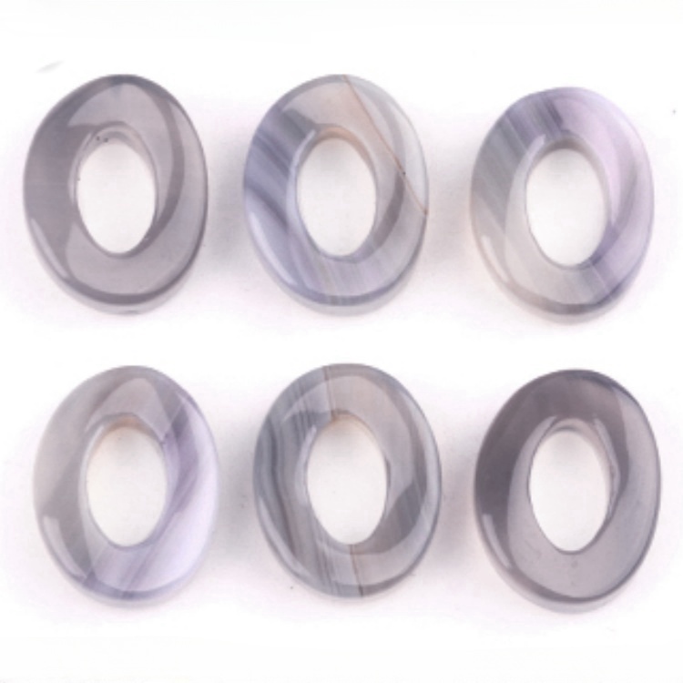 18x23mm Twist QQ Circle &  Hollow Oval Stone Beads Pendant