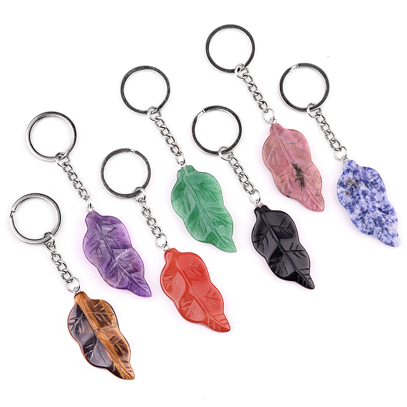 Handmade Craved Gemstone Leaf  Pendant  (Approx 23X47MM) Keychain