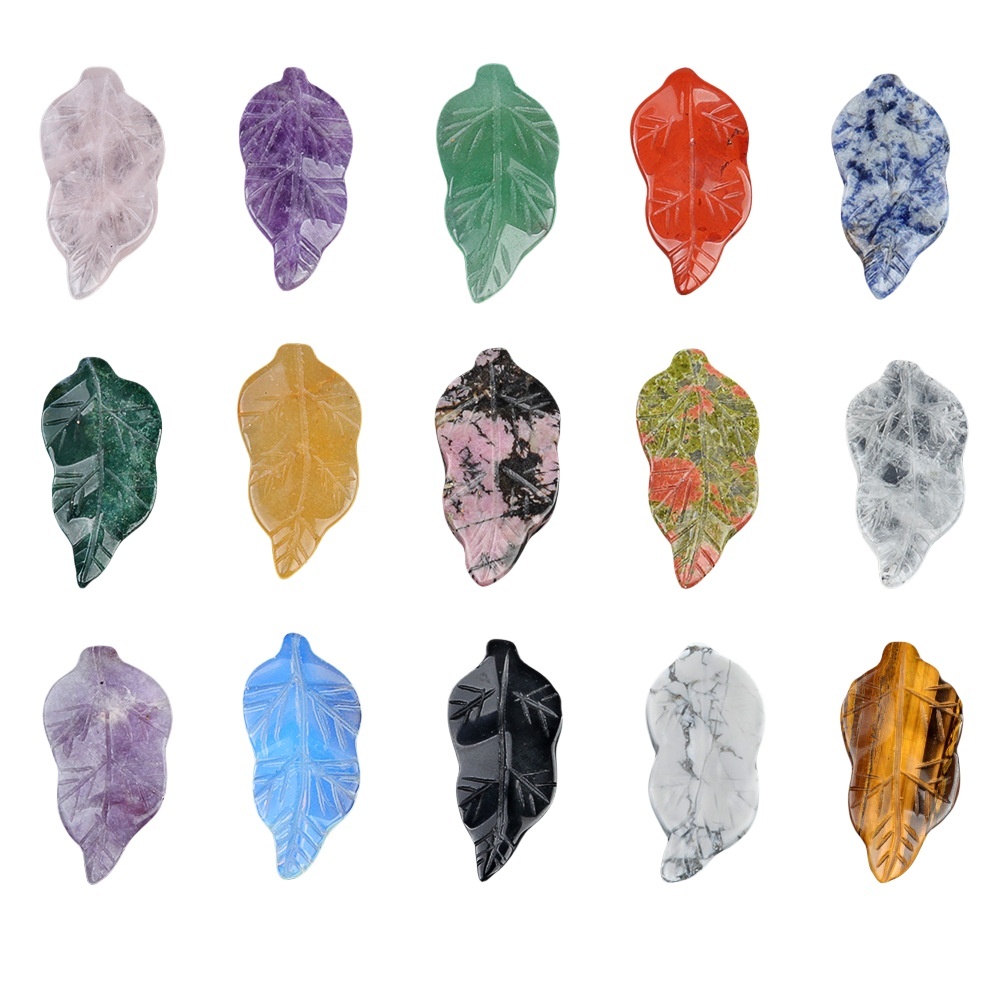 Handmade Craved Gemstone Leaf for Home Decor (Approx 23X47MM)
