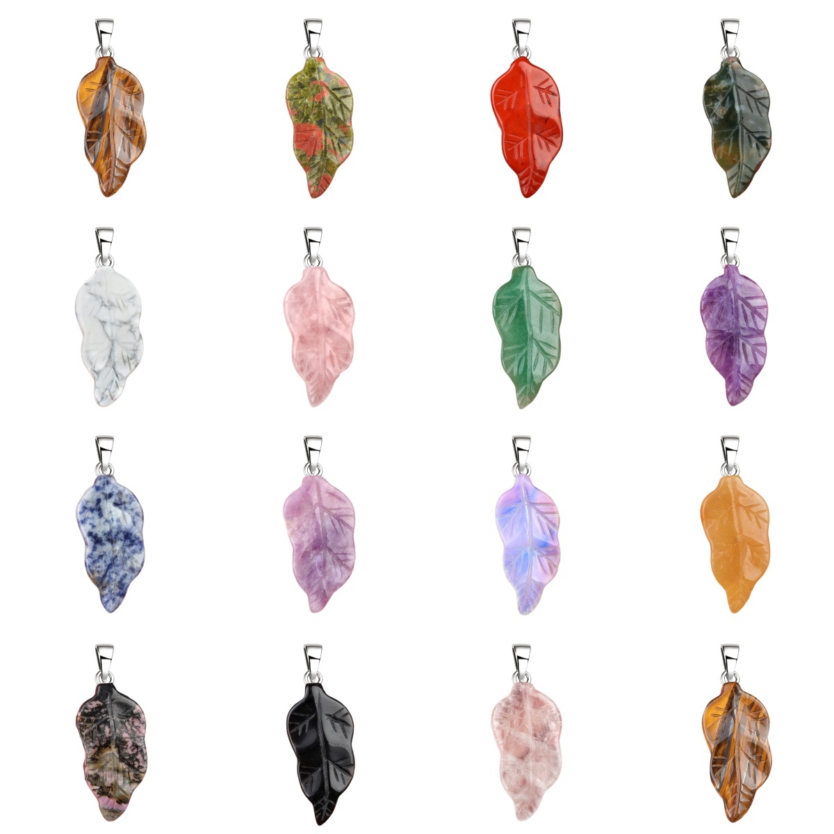 Handmade Craved Gemstone Leaf  Pendant for Making Jewelry  (Approx 23X47MM)