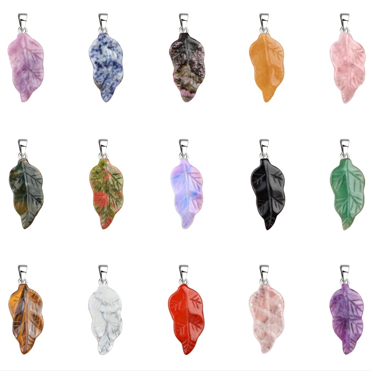 Handmade Craved Gemstone Leaf  Pendant for Making Jewelry  (Approx 23X47MM)