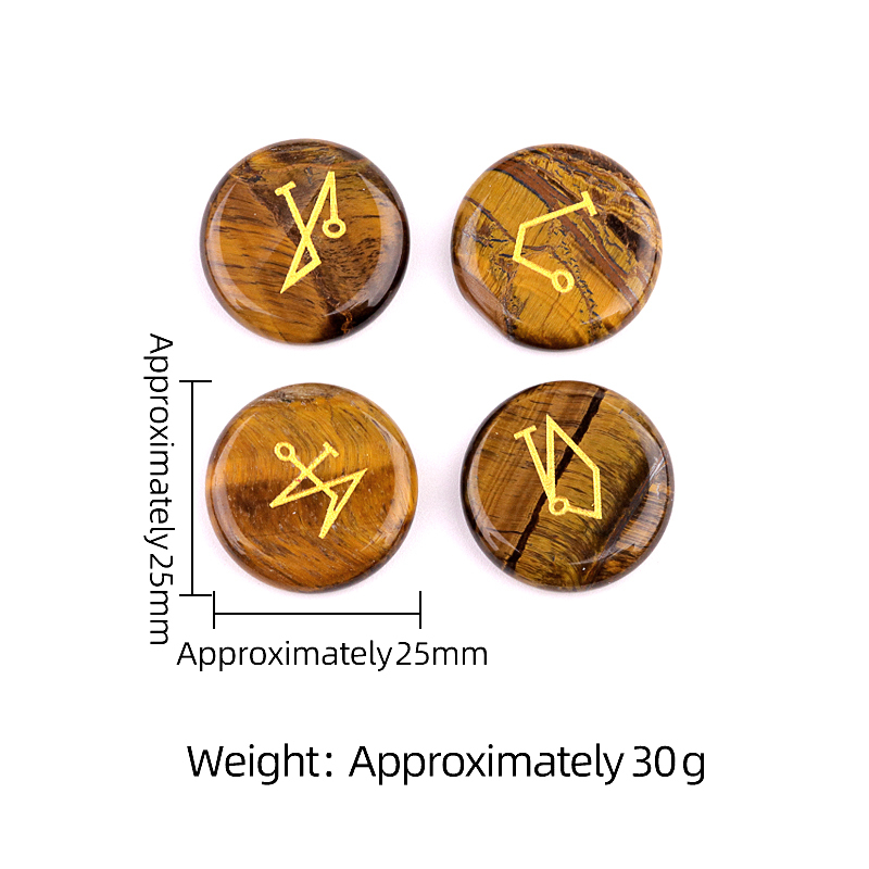 25MM Stone Disc Ornament 4PCS Handmade Craved Angle Spiritual Symbols