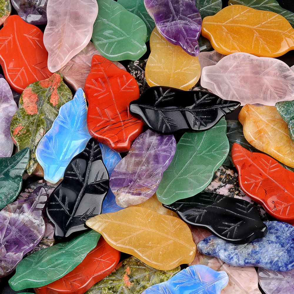 Handmade Craved Gemstone Leaf for Home Decor (Approx 23X47MM)