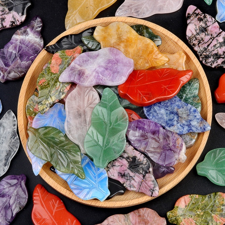 Handmade Craved Gemstone Leaf for Home Decor (Approx 23X47MM)