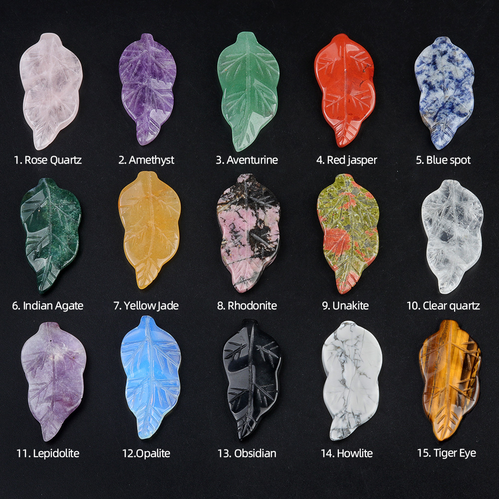 Handmade Craved Gemstone Leaf for Home Decor (Approx 23X47MM)