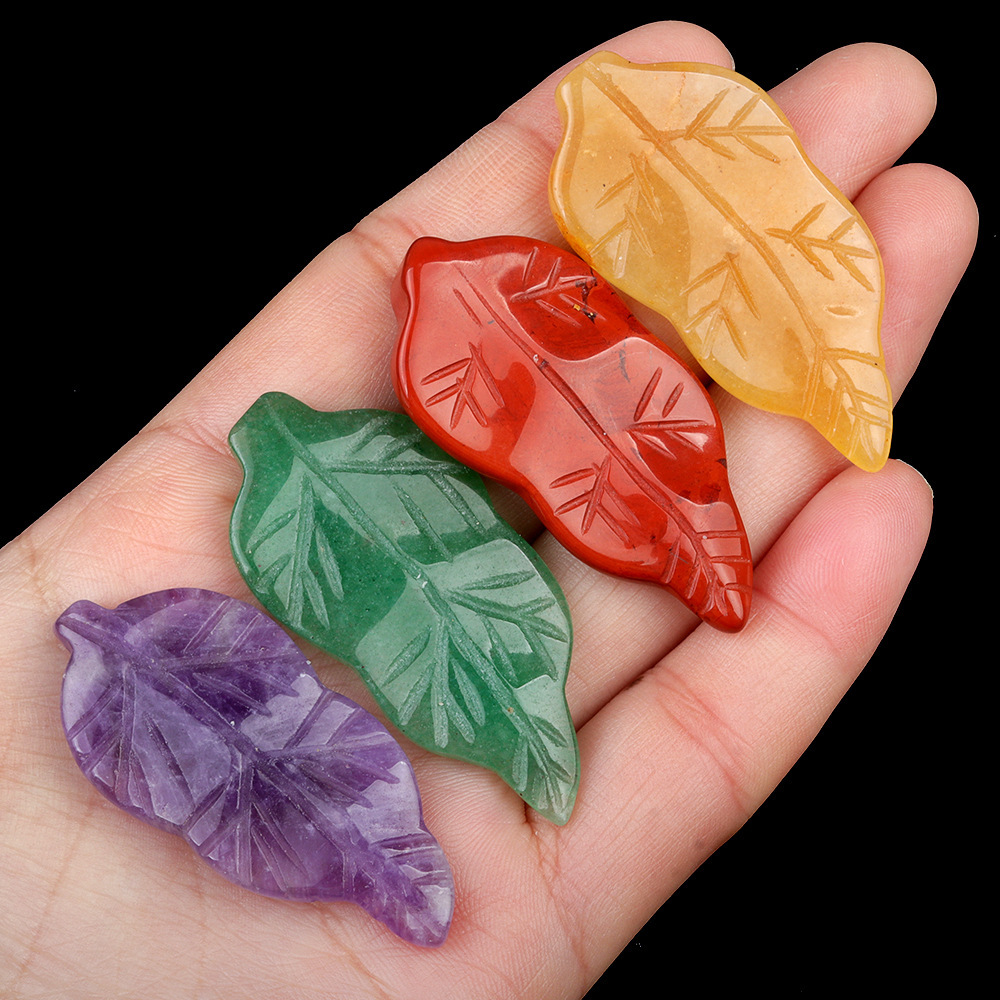 Handmade Craved Gemstone Leaf for Home Decor (Approx 23X47MM)