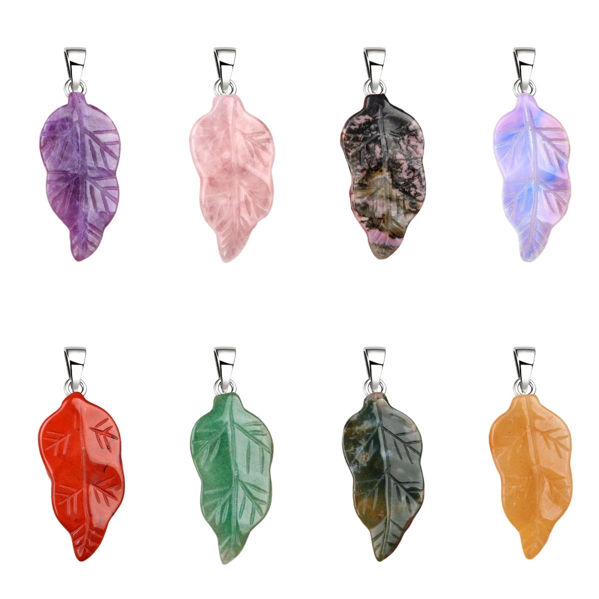 Handmade Craved Gemstone Leaf  Pendant for Making Jewelry  (Approx 23X47MM)