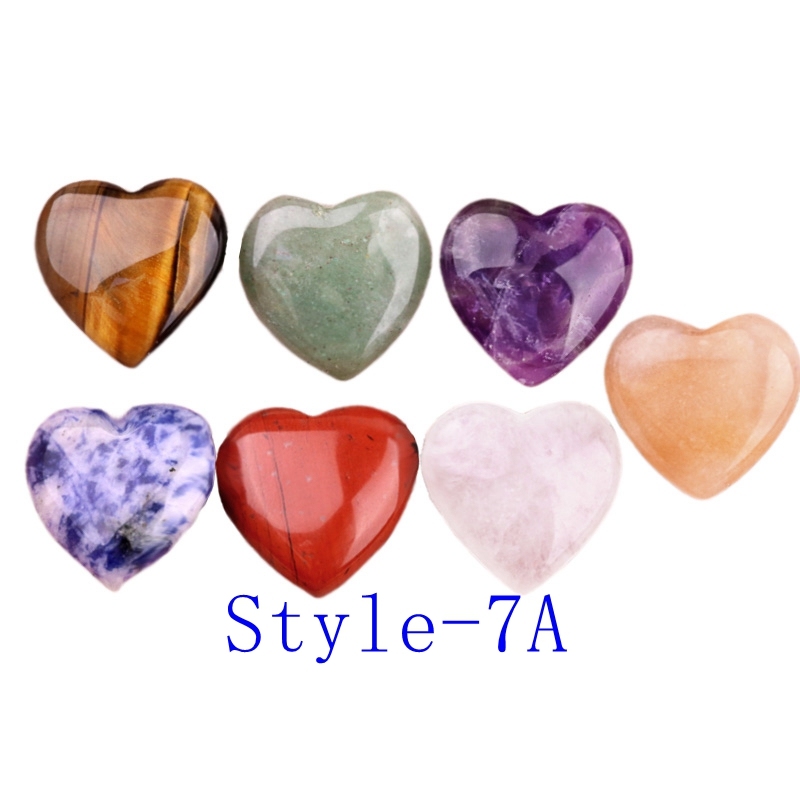 7 Chakra 20MM Stone Heart Collection with gift bag for Home Office Decor