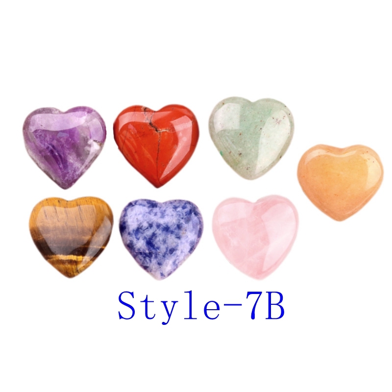 7 Chakra 20MM Stone Heart Collection with gift bag for Home Office Decor
