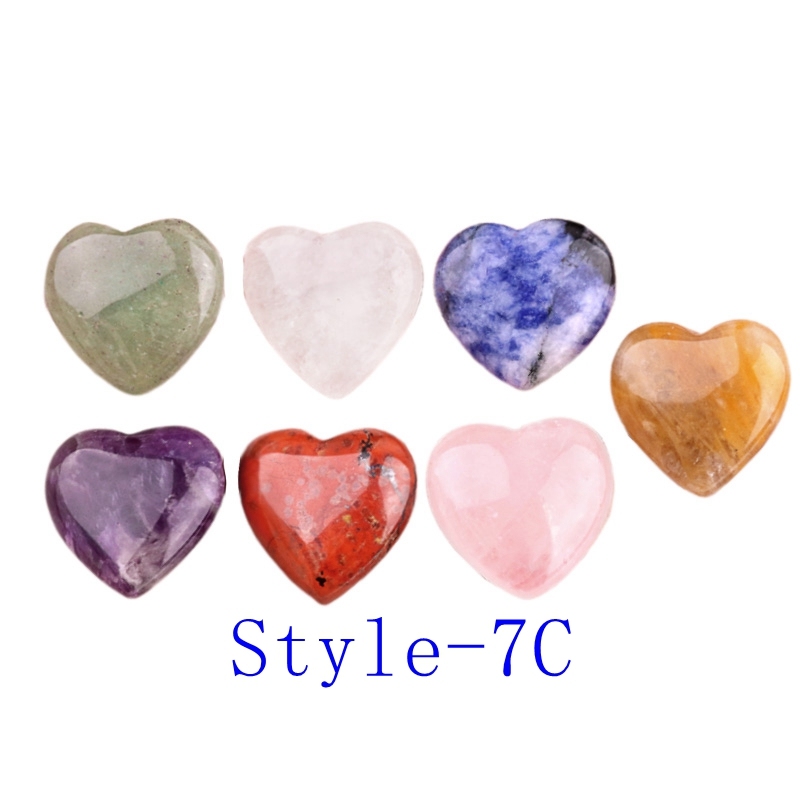 7 Chakra 20MM Stone Heart Collection with gift bag for Home Office Decor